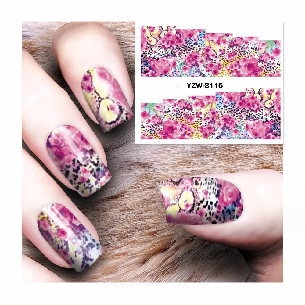 

YWK 1 Sheet Nail Art Water Stickers Leopard Patterns Water Transfer Nails Art Tattoo Decals #8116
