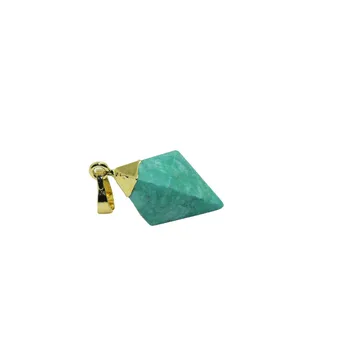 

5pc Natural Gem Stone healing point pyramid women pendant for necklace female Faceted lovely Green howlite Pendant for girl 2018