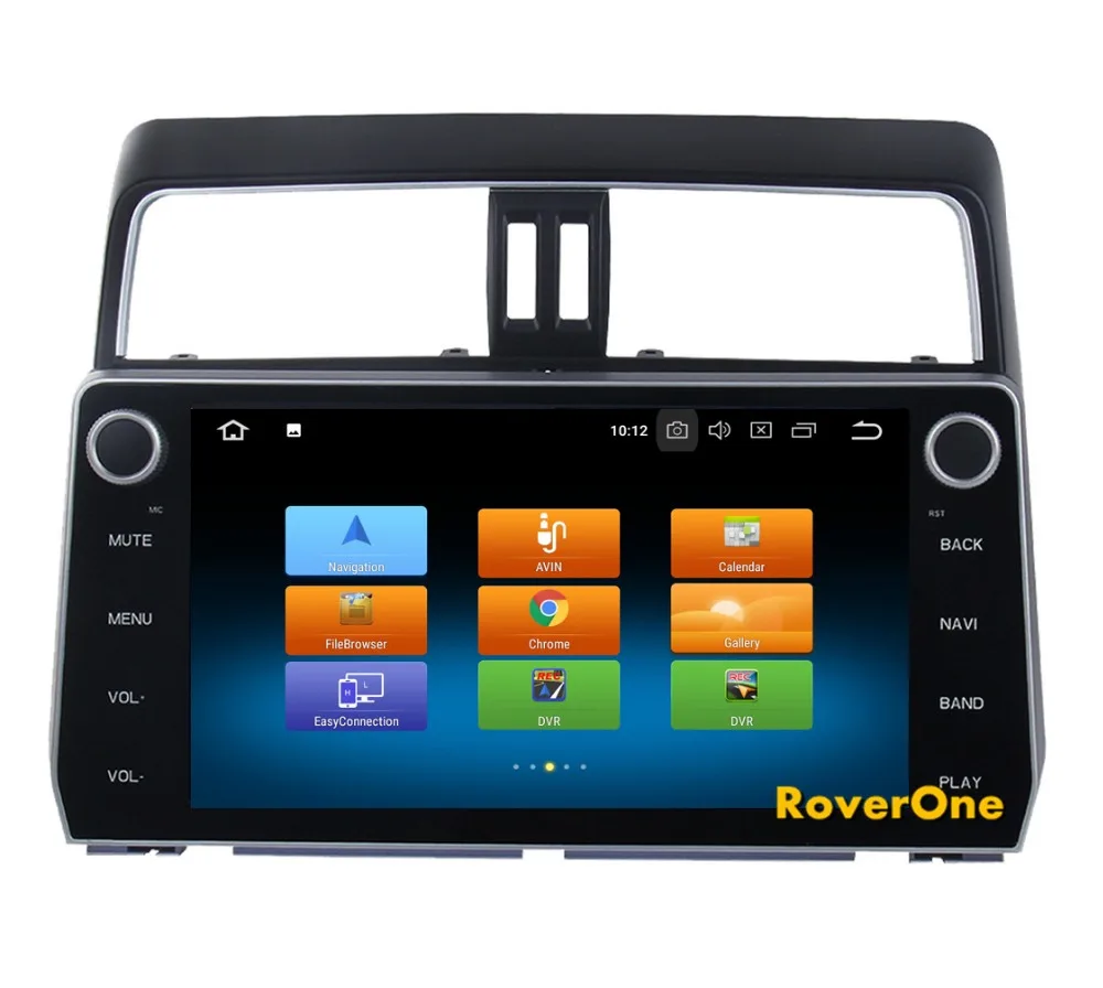 RoverOne автомобильный радиоприемник gps навигация для Toyota Prado Android 9,0 10,2 ''Восьмиядерный сенсорный мультимедийный плеер без DVD