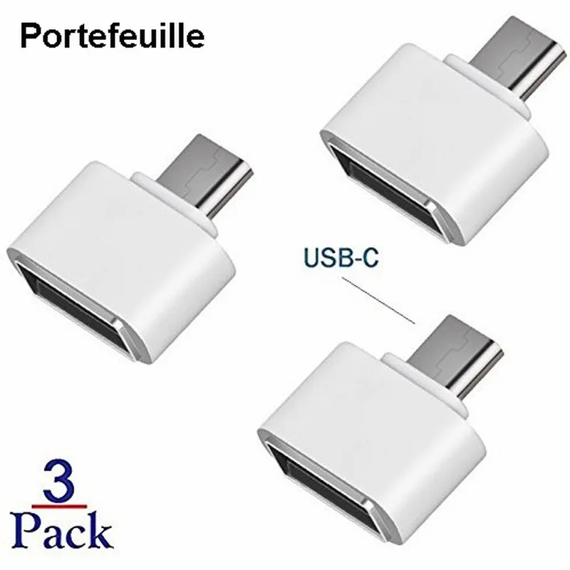 Portefeuille 3PCS USB 3.1 Type C OTG Adapter for Xiaomi mi6 Samsung Galaxy S8 Plus LG G6 G5 Nexus 5X 6P Type-C USBC Mobile Phone (1)