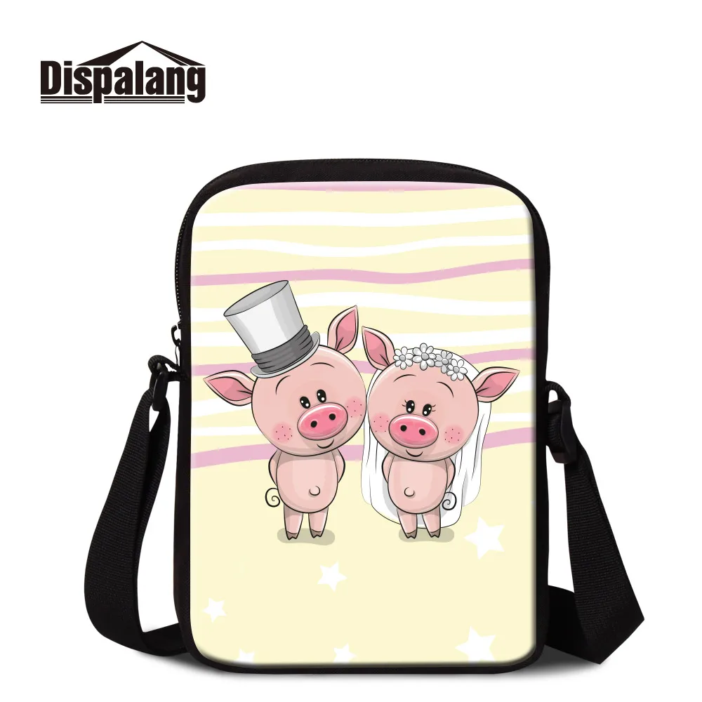 Детская мини-сумка-мессенджер, школьные сумки, мультяшная свинка, поросенок, Печать через плечо, книжные сумки для девочек, женские повседневные дорожные сумки с клапаном на плечо - Цвет: Mini Messenger Bag24