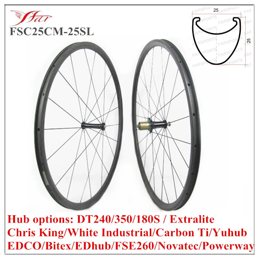 

FSC25CM-25SL high quality 25Cx25mm carbon clincher wheels 700C carbon wheels Farsports OEM clycling road bike wheels 20/24H rims
