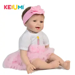 Реалистичные 22 дюймов новорожденных Reborn мягкая силиконовая кукла 55 см Реалистичная Улыбающееся уход за кожей лица куклы для оптовая