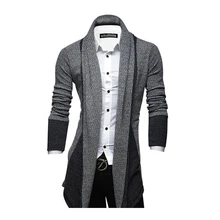 Весна осень мужской кардиган с подшитыми краями свитер корейский длинный рукав тонкий воротник плюс Размер Молодежный х-длинный модный свитер