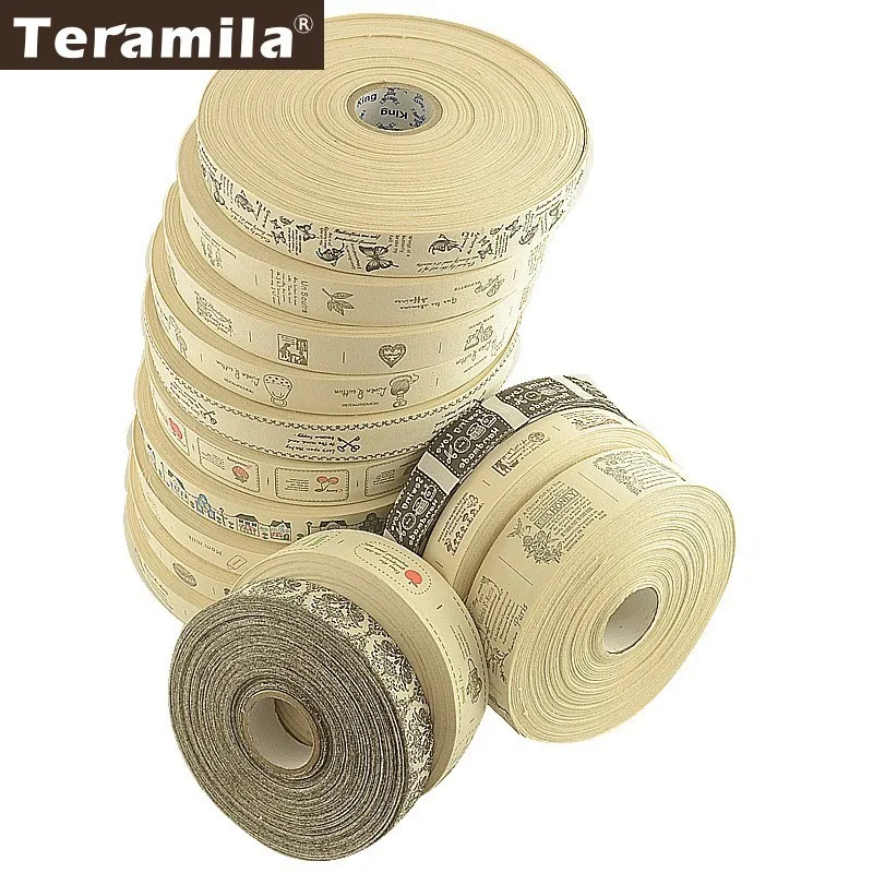Teramila Cotton Garment Labels Ribbons 2m/Lot, clothing labels, garment labels, sewing labels