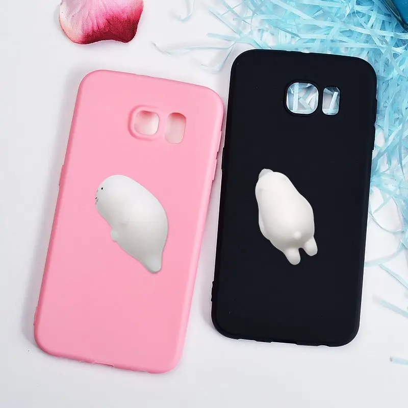 Для samsung Galaxy S6/Edge чехол кремния прекрасный мультфильм мягкими морские львы белый