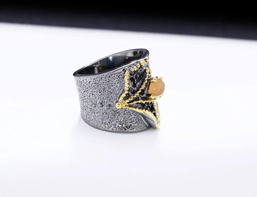 Brilliant Amazing Big Ring stone Rings Black gold color Luxury Vintage great Cocktail Ring Women Party Jewelry