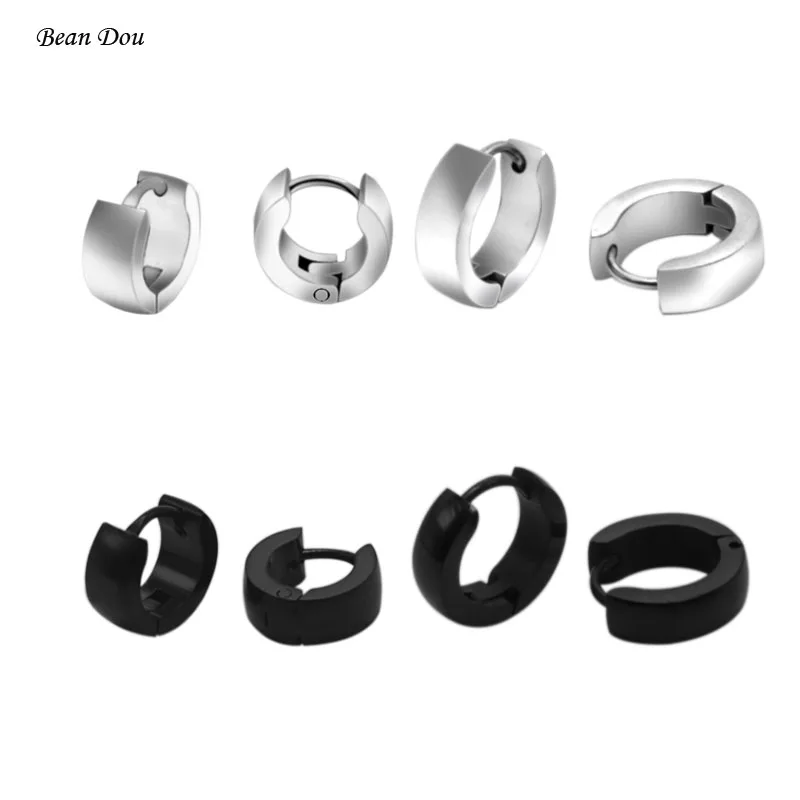 Fashion Small Hoop Earrings For Men Women Stainless Steel Black Silver 4mmx10mm 4mmx13mm Clicker Earrings Punk Jewelry For Men1