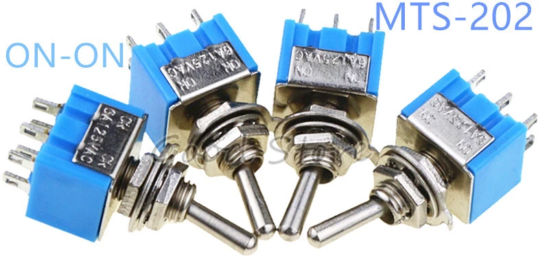 5pcs New Mini MTS-202 6-Pin SPDT ON-ON 6A 125VAC Toggle Switches 5pcs New Mini MTS-202 6-Pin SPDT ON-ON 6A 125VAC Toggle Switches