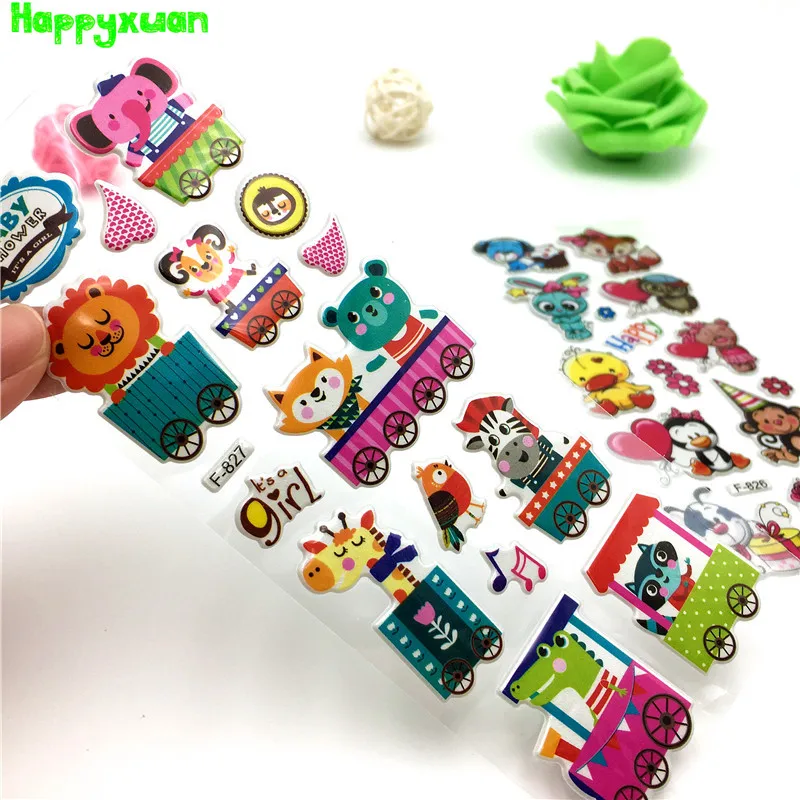 

Happyxuan 24 Sheets/lot Kid 3D Bubble Puffy Stickers Animals Cartoon School Teacher Reward Scrapbooking Toys Kindergarten Baby