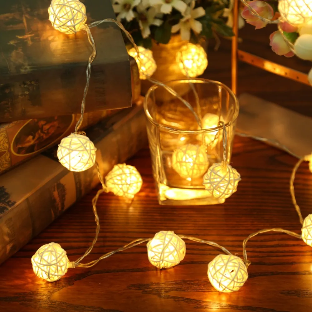 2 м 20 светодиодный светильник рождественские гирлянды Noel Natal украшение AC110V-125V ротанговый шар светодиодный гирлянда Рождественские украшения для дома