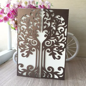 

30pcs/lot hot laser cut chic tree design romantic wedding invitations cards party decoration personalized greeting card business