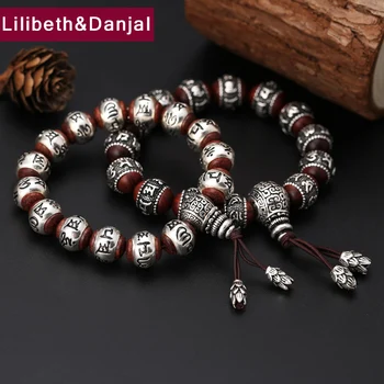 

2019 Buddha Mantra Bead Couple Sandalwood Bracelet 100% 925 Sterling Silver Men Women friendship Bracelet Bangle fine Jewelry B6