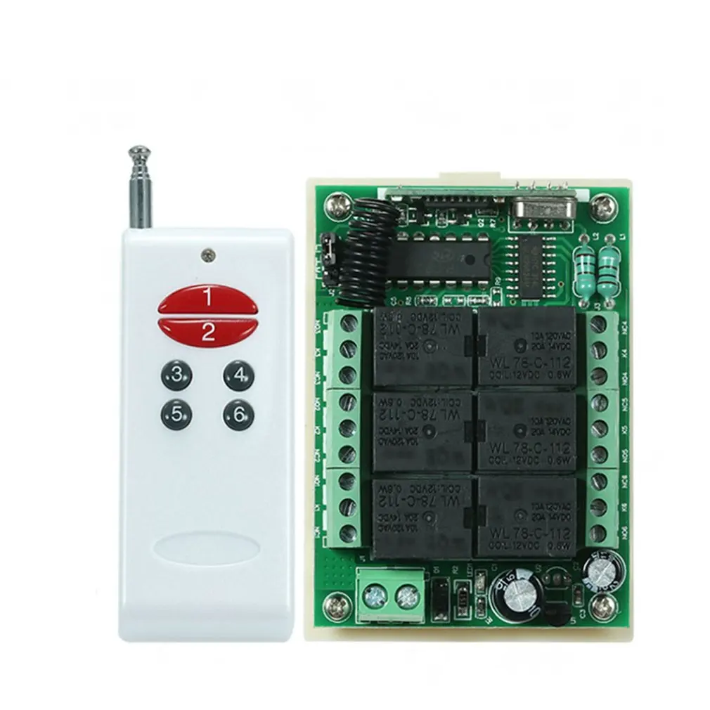 

2 in 1 Wireless 12V 6 Channel 6-Way Module Learning Switch & 6-Button Wireless Remote Controller Set