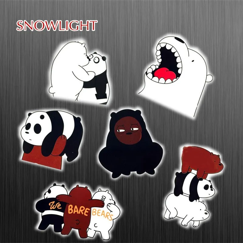 6pcs/lot Cartoon Cute White Bear Stickers For Suitcase Skateboard Laptop Toys Flash Graffiti Decals Sticker For kids