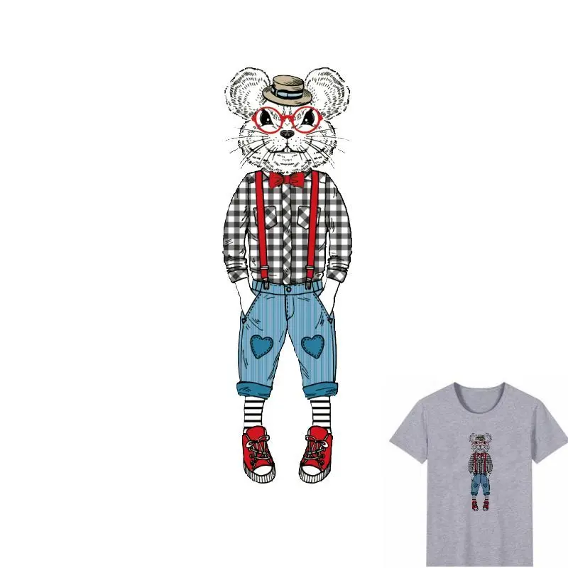 

28x9cm Cool Mouse man Iron On Stickers Washable Appliques A-level Patches Heat Transfer For DIY T-shirt Accessory Clothes