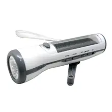 На открытом воздухе солнечный фонарик FM радио USB фонарик Ручной кривошипный мощный фонарик серый аварийное светодиодное освещение