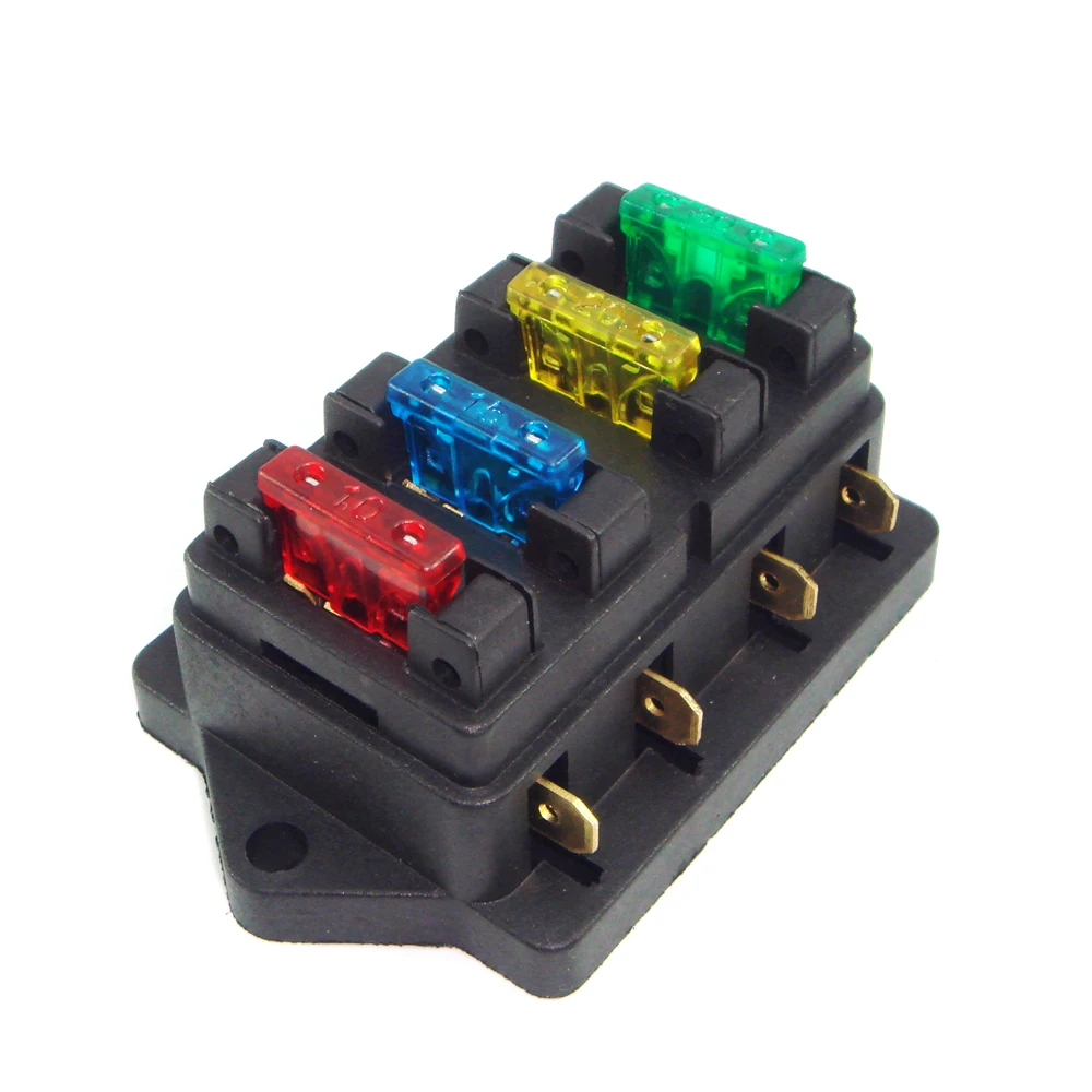 

2016 Hot Sale ATO Standard Universal Car 4 Way Circuit Blade Fuse Build In Box Holder + 4 x Fuse