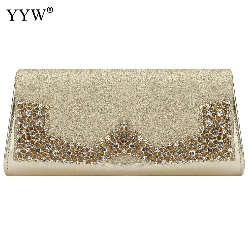 

YYW Black Luxury Rhinestone Pu Leather Wedding Handbag Clutch Female 2019 Large Envelope Phone Bags White Purse Sac Main Femme