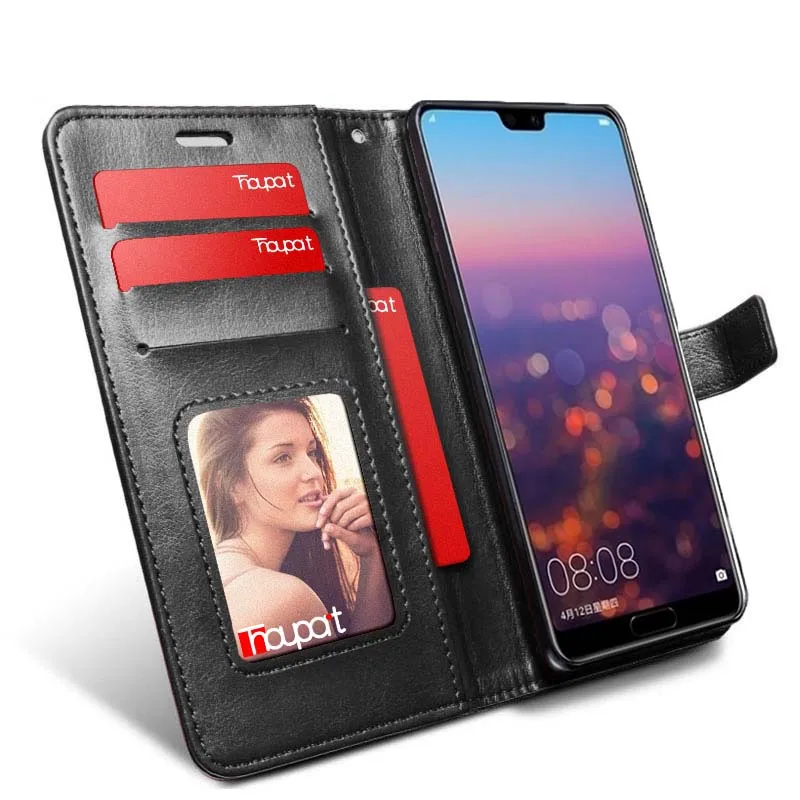 Thouport кожаный флип-чехол для Huawei P20 Lite Чехлы подставка держатель карт фото рамка