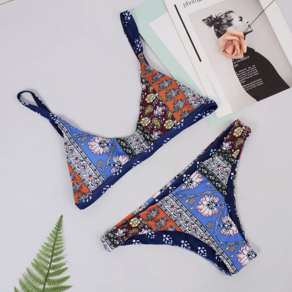 

High cut bathing suit Brazilian bikini set 2020 Tropical leaf print swimwear women Push Up Sexy swimsuit female Summer biquini