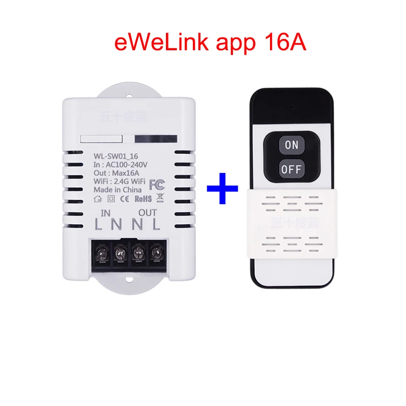 Tuya Smart Life eWeLink 2,4 ГГц RF Wifi умный переключатель реле 10A 16A беспроводной пульт дистанционного управления работает с Alexa Google Home Mini - Комплект: ewelink 16A