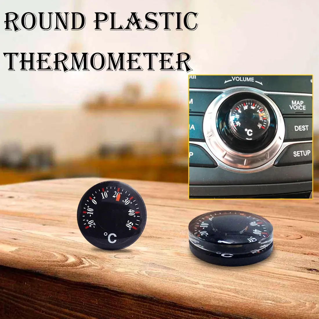 Диаметр 20 мм Мини Круглый Крытый Открытый водонепроницаемый пластиковый круговой Автомобильный термометр указатель градусов термометр Цельсий