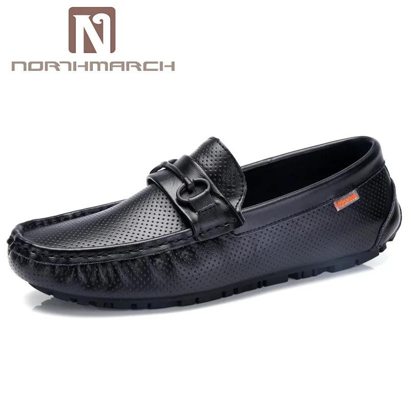 NORTHMARCH Mens Casual Shoes Hot Sale Hollow Out Breathable Mens Loafers Leather Slip On Shoes ...