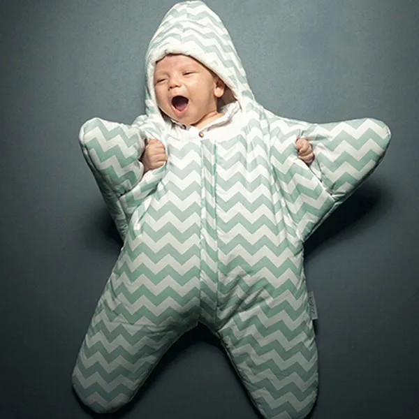 Cute starfish cartoon font b sleeping b font bag newborns winter warm strollers bed swaddle blanket