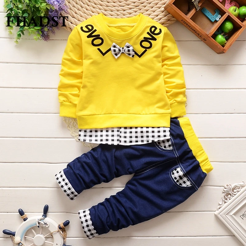 

FHADST 2019 Baby Clothing Boys Sets Cotton Active Summer Autumn Newborn Full T-shirt+Long Pants Hight Quality Suit 6M-3T Cute