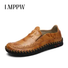 Роскошные брендовые водонепроницаемые туфли ручной работы мужские мягкие кожаные ботинки кэжуал из натуральной кожи на плоской подошве Модные мужские мокасины chaussure homme Brown коричневый