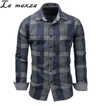 Новые поступления Лидер продаж Весна 3XL плед с длинным рукавом Для мужчин рубашки Европейская мода Стиль Для мужчин рубашки Slim