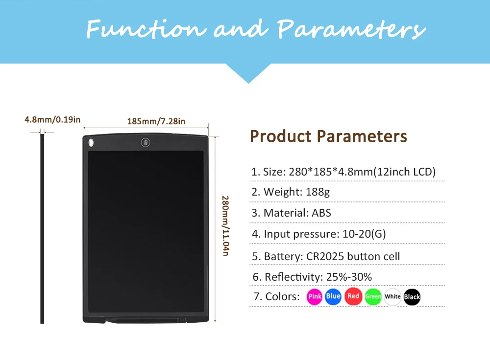 NEWYES 12 дюймов lcd электронный блокнот без бумаги блокнот для заметок планшет для рисования графический планшет детский подарок блокнот для электронных записей с ручкой+ сумка