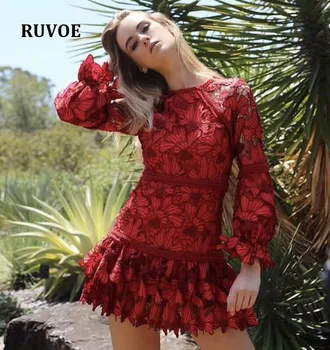 

New Vocation and Holiday Flower Embroidery Dress Bohemian Women Long SLeeve Fashion Slim Runway Designer Dress Top Quality RXD83