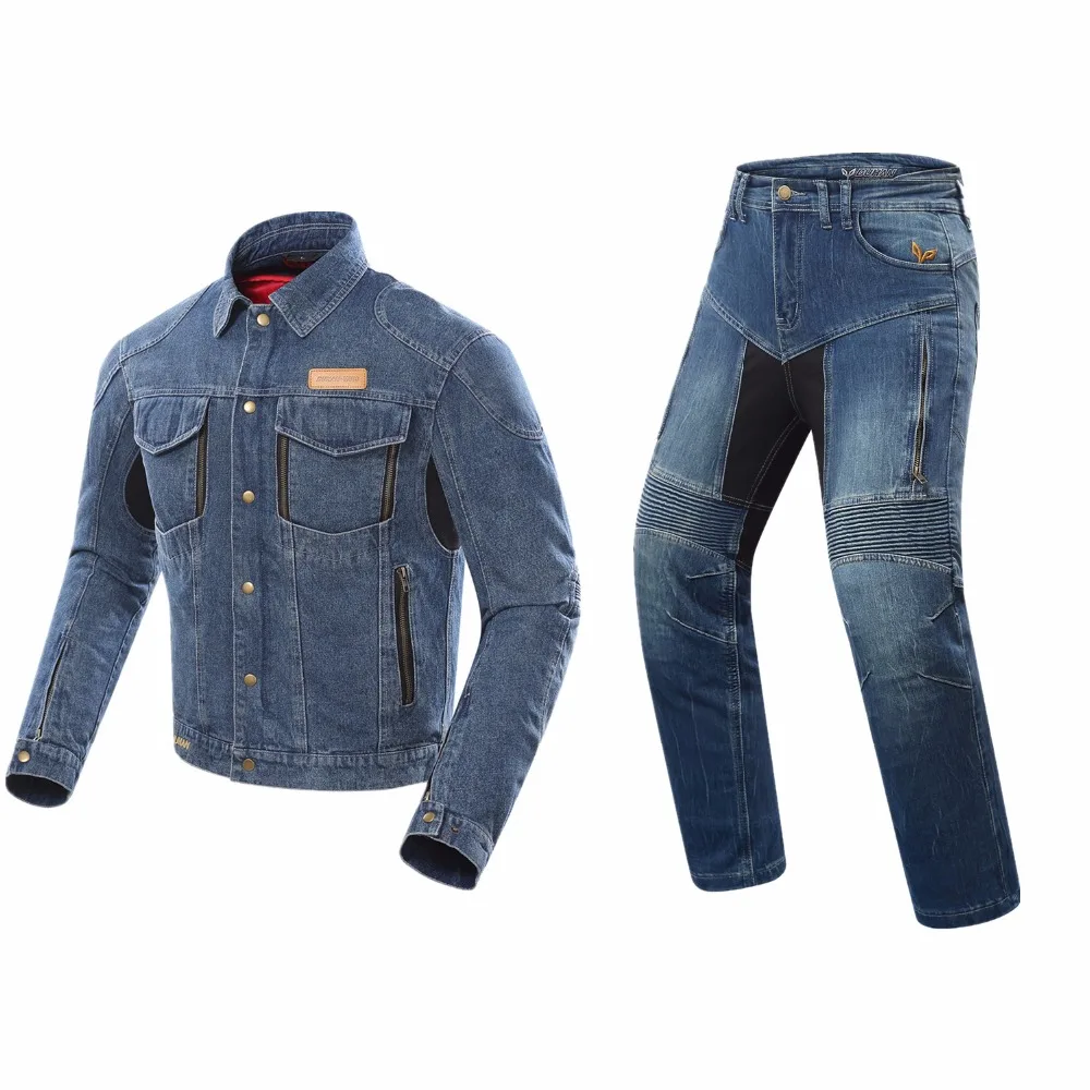 

DUHAN Motorcycle Jackets Men Motocross Casual Jacket Pants Set Windproof Jacket Protective Gear Warm Removable Cotton Lining