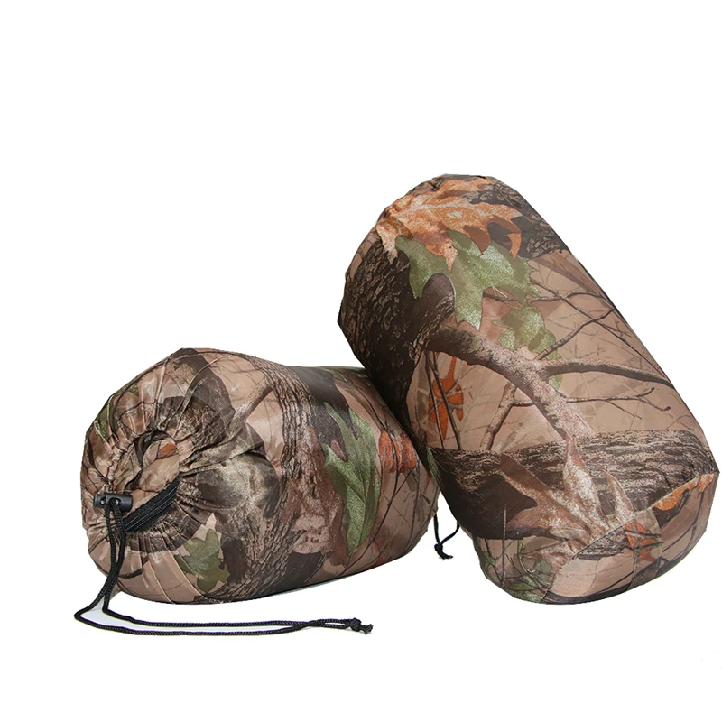 Leaf camo sleeping bag outdoor nature hiking envelope camping equipment easy carry sleeping tent soft mattress 1pc