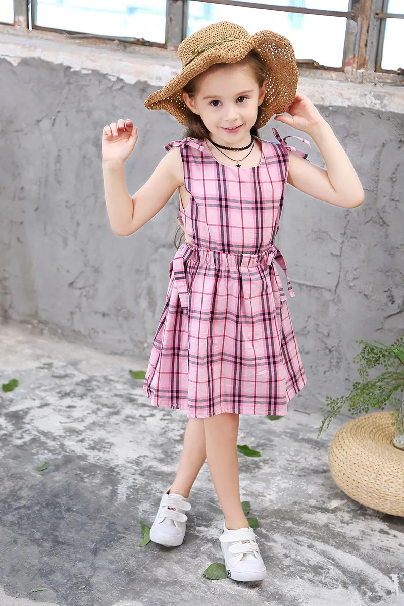 

Toddler Kids Baby Girls Summer check gingham Princess girl summer dress Party Pageant Dresses vestido infantil baby girl clothes