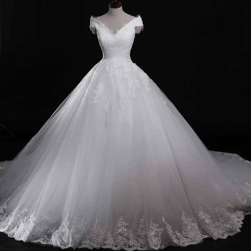 

2019 White Wedding Dresses vestido de novia fotos reales Ball Gown Floor Length robe de mariage vestido de noiva Custom Made