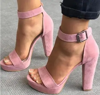 

Moraima snc Hot Selling Super High Solid Back Strap Sexy Open Toe Chunky Heeled Sandals