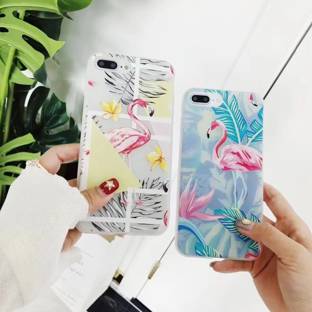 Fashion Popular Flamingo Banana Leaf Pattern 3D Relief High Quality Candy Soft TPU Case Cover For Iphone6 6S 7 7S 8 X 6P 7P 8P |