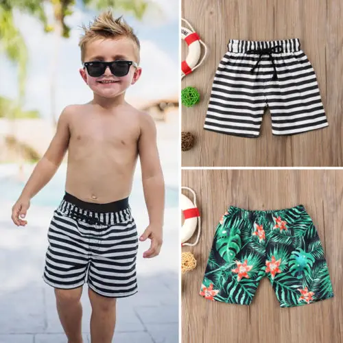 Летние детские шорты в полоску с цветочным принтом для маленьких мальчиков пляжные шорты летние шорты для плавания