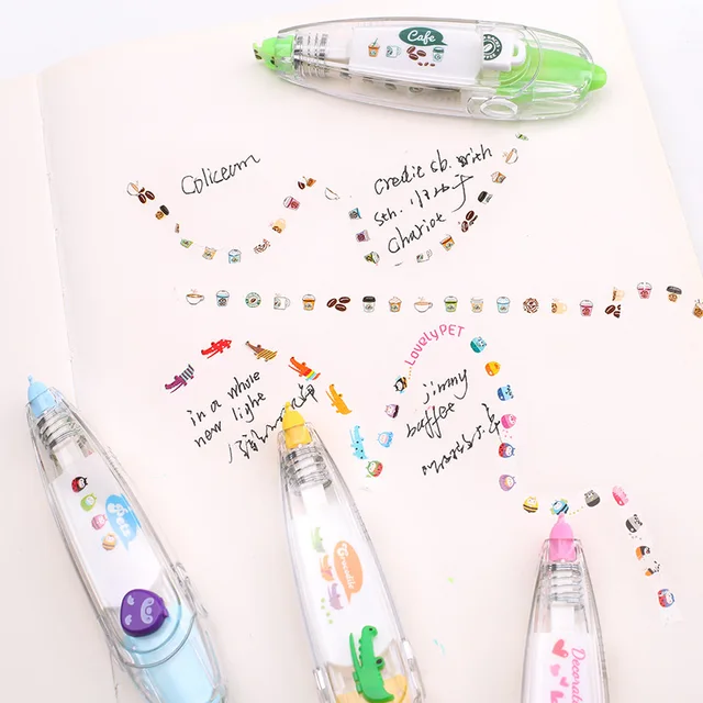 Kawaii Animals Owl Dog Press Correction Tape Decorative Pen