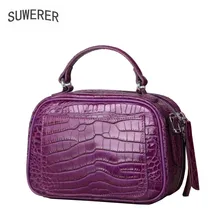 Сумка из натуральной кожи новая сумка из кожи платиновая посылка Высококачественная крокодиловая сумка через плечо сумка-мессенджер