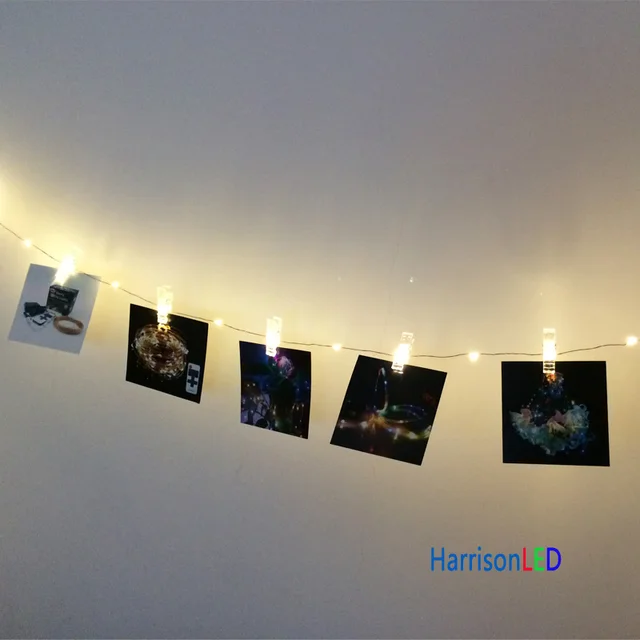 Harrisontek 33ft100 Led Fairy Lights Copper Wire Photo Hanging Clips Harrisontek 33ft100 Led Fairy Lights Copper Wire Photo Hanging Clips String Starry Diy Wall
