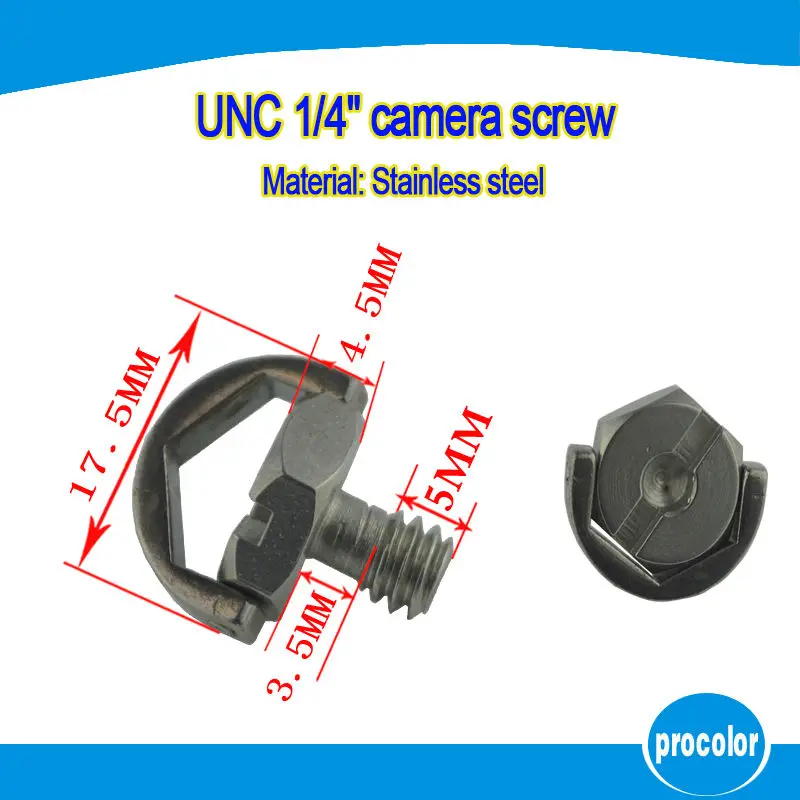 10pcs 1/4 stainless steel folding D ring slotted flat head camera screw