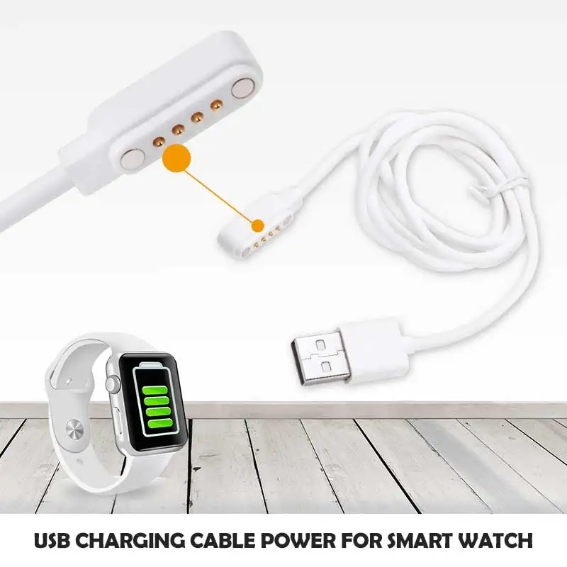 

Smart Watch Magnetic Charge Cable USB 2.0 Male to 4 Pin Magnetic Charger Cable Cords For Smart Watch GT88 G3 KW18 Y3 KW88 K88H