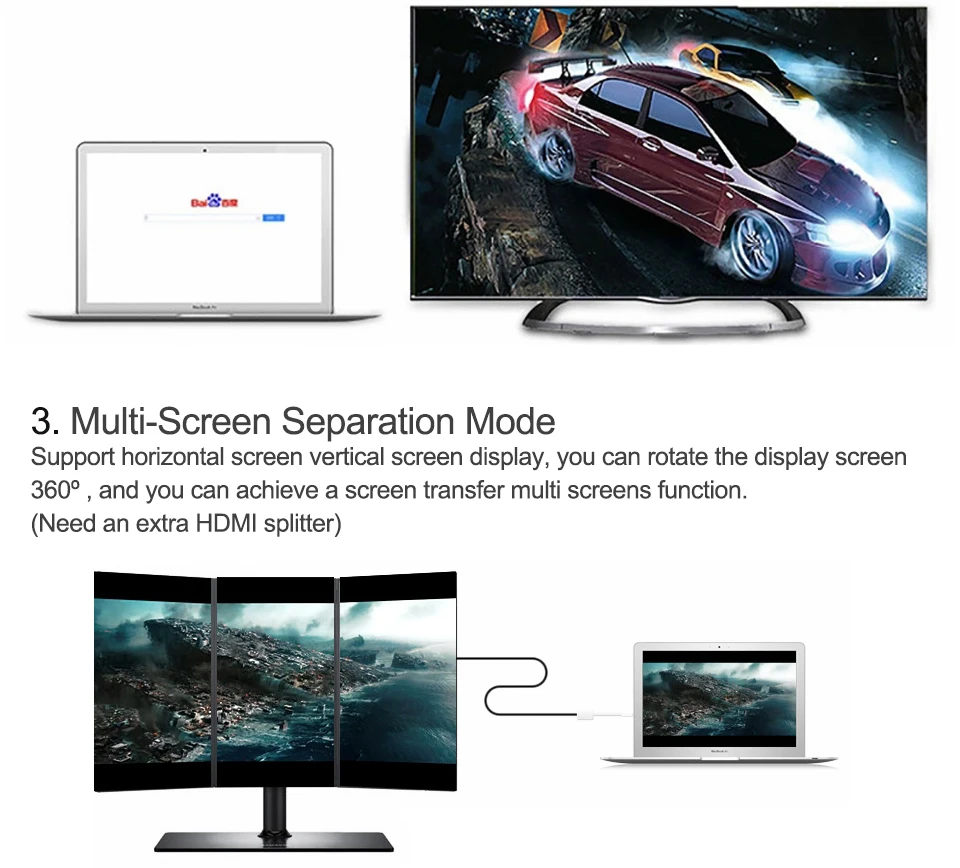 USB3.0 Male to HDMI Female Converter Cable 1080P Cable Aluminium Alloy USB to HDMI External Video Card Multi Monitor Adapter (5)