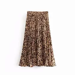 Горячая Распродажа праздничный ветер 58-6387 Европа Мода Ретро мода леопард Талия плиссированная юбка