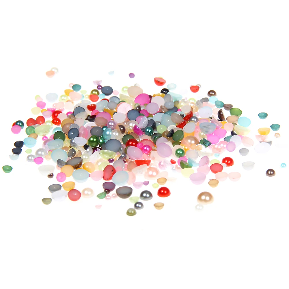 

Half Round Pearls 2000pcs 10mm Mixed Colors Flatback Loose Imitation Glue On Resin Beads For Jewelry Making Backpack DIY Design