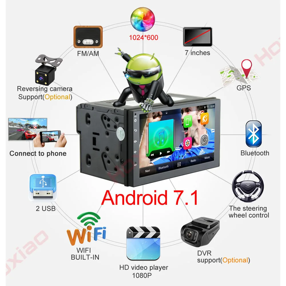 Clearance 2 din android car radio dvd multimedia player gps navigation audio system Double 2din for nissan golf vw Quad-Core Android 1